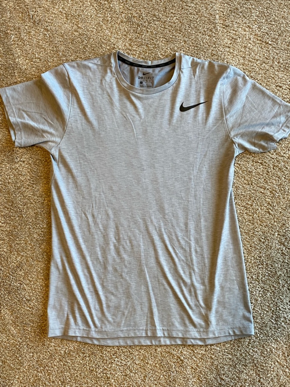 Nike Light Gray Dri-FIT Crew Tee with Black Swoosh